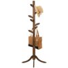 Coat Rack Freestanding Bamboo Coat Tree Rack with 8 Leaf Hooks, 3-Size Height Adjustable for Adults & Kids, Clothes Hanger Stand for Jacket, Hat,