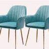 Modern Kitchen Dining Room Chairs Set Of 2 Velvet Dining Chairs,Sturdy Metal Feet with Armrests and Backrest Kitchen Living Room Chairs (Color :
