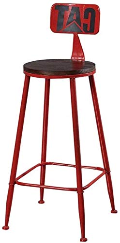 AANAN Stools,Stool Vintage Barstools Chair with Footrest Stool Seat Dining Chairs for Kitchen | Pub | Industrial Bar Stool Metal Legs- Red