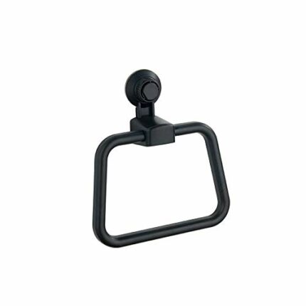 Towel Ring No Drilling Abs Towel Ring Rack Suction Cup Plastic Towel Bar Holder Towel Rail Bathroom Accessories for Bathroom and Bedroom Black
