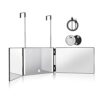 HIEEY 3 Way Mirror for Hair Cutting,360 Trifold Mirror with Height Adjustable Telescoping Hooks,and 5X Magnification Mirror,for Makeup, Hair Styl