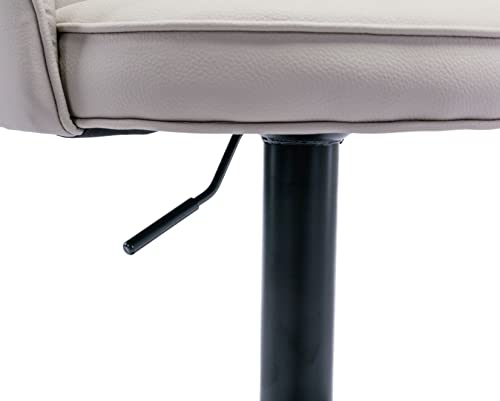 Leather Bar Stools Set of 2 Counter Height Swivel Barstools Upholstered Adjustable Kitchen Island Bar Chairs Black Metal Footrest and Base for Ba