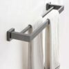 Towel Holder Wall Mounted Double Towel Rail No Drill Towel Shelf Self Adhesive Anti-rust Space Aluminum For Kitchen Toilet,grey,60cm
