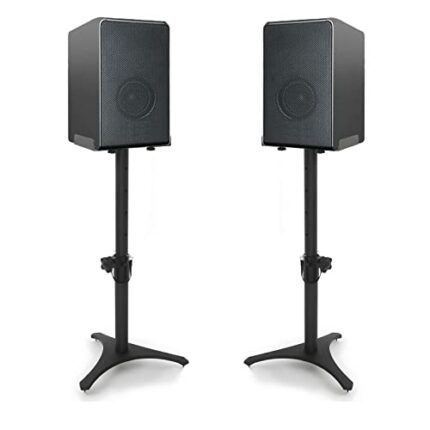 BQKOZFIN Adjustable Height Speaker Stands, Extend 50.5 to 75CM Floor Speaker Stand Holds Satellite Speakers & Bookshelf Speaker, 1 Pair Black (2