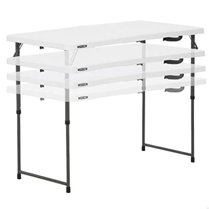 LIFETIME 92100 - Height-adjustable folding table white 121.9x61x61-91.4 cm
