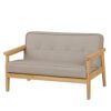 通用 Double Kids Sofa Couch/PVC Leather Toddler Chair Couch/Wooden Frame 2 Seater Children Sofa (Gray)