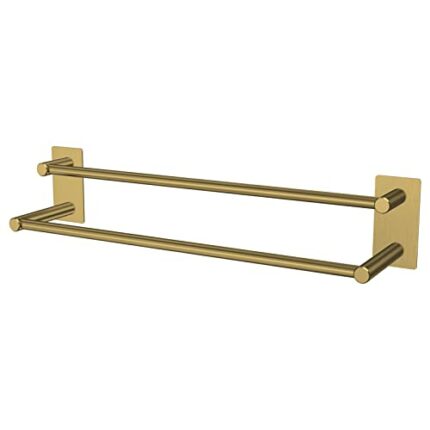 Towel Rail, No Drilling Bathroom Towel Rail, Self Adhesive Wall Mounted Double Hand Towel Holder Made of 304 Brushed Stainless Steel for Bathroom
