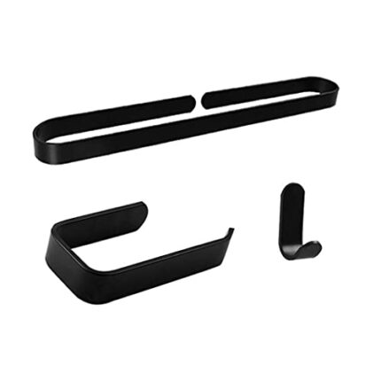 TBIIEXFL Bathroom Hardware Set Aluminum Black Wall Hanging Bathroom U-shaped Towel Rack Bathrobe Single Hook Roll Paper Hook