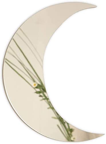 Crescent Moon Mirror - Wall Decor with Chic Boho Aesthetic for Urban Living Room Apartment Bedroom or Home - Durable Lightweight and Safe Acrylic