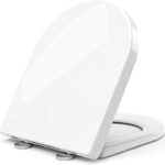 STOREMIC Toilet Seat Soft Close White D shape, Soft Close Toilet Seat - Bottom Fixing / Top Fixing, Quick Realease Toilet Seat for Easy Cleaning,