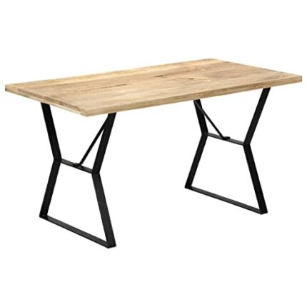 vidaXL Solid Mango Wood Dining Table Kitchen Dinner Living Room Furniture Computer Study Desk Workstation Stand 140x80x76cm