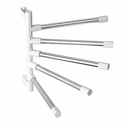 Swivel Towel Rail, 2PCS Folding Towel Holder 5-Arm Towel Rack Wall Mounted Stainless steel Towel Hanger Towel Storage Rack Towel Rails for Bathro