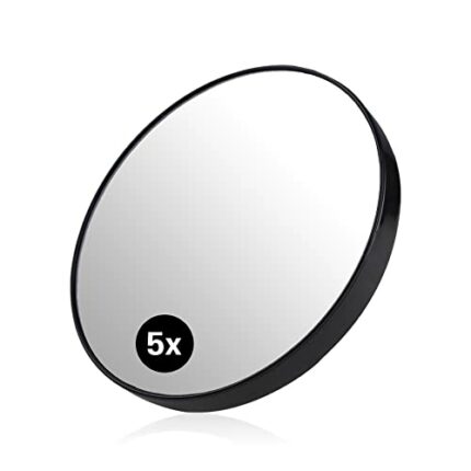 CUNTAUK 5X Magnifying Makeup Mirror, Round Small Magnifying Mirror, Makeup Vanity Mirror Pocket Mirror for Travel Camping Shaving Makeup (8..8cm)