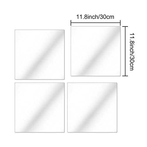 EEEKit 4 Pack Full Length Mirrors Tiles, Acrylic Wall Mounted Mirrors,2mm Thick Acrylic Stick on Wall Mirrors Sheets for Baby Kids Playroom,Bathr