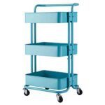 QUANJJ 3-Tier Kitchen Storage Carts Wheels Trolley Bathroom Storage Organization Cart With Wheels Storage Shelves