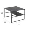 Amazon Brand - Movian Square Coffee Table With One Shelf, Marble Effect Top, Black Metal Base, 70.1 cm D x 70.1 cm W x 44.96 cm H