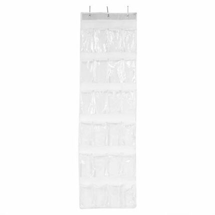 24-pair Over-the-door Medium-size Shoe Organizer, Shoes Storage Hanger Hanging Shelf with Heavy Duty Metal Holder Hooks Large Fabric Pockets Rack