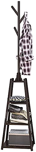 KRHINO Clothes rack and hat rack Bedroom Vertical Coat Rack Door Simple Clothing Storage Rack Bamboo Wood Multifunctional Clothes Rack Shoe Rack