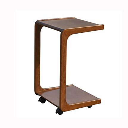 N/A Fashion Leisure Solid Wood Sofa Side Table with Wheels Bedside Table, Living Room Furniture Snack Table Bedroom Bedside Table