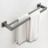 Towel Holder Wall Mounted Double Towel Rail No Drill Towel Shelf Self Adhesive Anti-rust Space Aluminum For Kitchen Toilet,grey,60cm