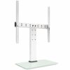 FITUEYES Universal TV Stand for 27-55 Inch TV, Height Adjustable & 10° Horizontal Adjustable Table Top TV Stand with 8mm Glass Base, Pedestal TV
