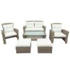 TJLSS Patio Furniture Set, 4 Piece Outdoor Conversation Set All Weather Wicker Sectional Sofa With Ottoman And Cushions