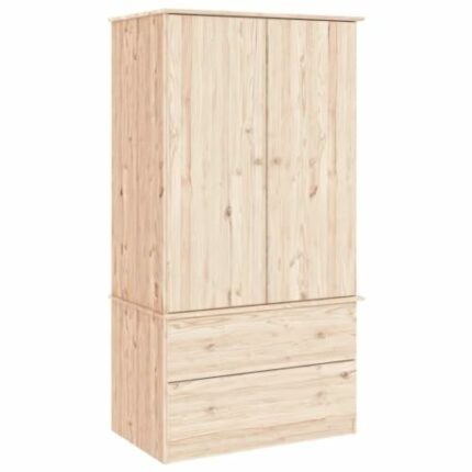 vidaXL Wardrobe, Closet for Bedroom, Clothes Storage Organiser with Drawers and Doors, Storage Cabinet, Scandinavian Style, ALTA Solid Wood Pine