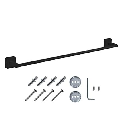 JASSFERRY Wall Mounted Towel Rail 600 mm Single Mount Bath Towel Storage Bar Rod Black