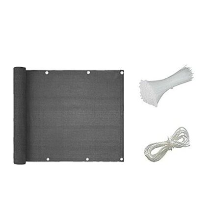WMLBK 5M Balcony Privacy Screen,Garden Fence Sun Shade Balcony UV Protection Shade Screen Windbreak Fence Panel Cover (Grey)
