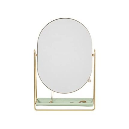 Stackers Sage Green & Gold Dressing Table Mirror & Jewellery Stand