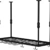 EMISOO Ceiling Wine Rack with Glass Holder, Hanging Wine Storage Display Racks Shelf Glass Rack Wine Bottle Holder for Under Cabinet, Kitchen, Ba
