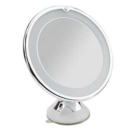 10 x Magnifying Lighted Makeup Mirror, 6.7'' Bathroom Mirror with Suction Cup, Shaving Mirror, Light Up Mirror Vanity mirror, LED Travel Vanity M
