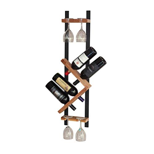 SCKTFS Wine Rack, Vintage Solid Wood Wrought Iron Hanging Cup Creative Hanging Cup Rack, Bracket Structure