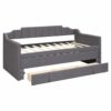 WALNUT Grey Twin Size Upholstered Daybed With Trundle And Three Drawers,for Indoor Living Room, Bedroom Furniture