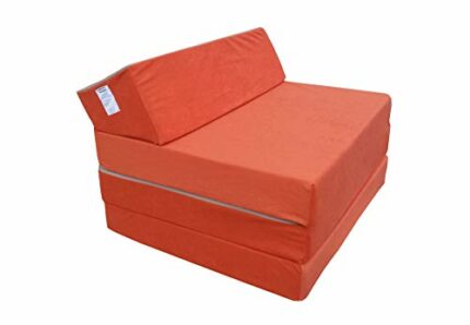 Fold Out Guest Chair Z Bed Futon Sofa for Adult and Kids folding mattress (Orange)