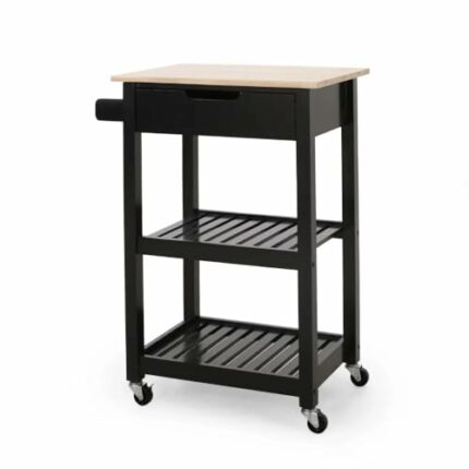 GRETD Kitchen Cart Wood Furniture Durable with Storage Drawer Open Shelving Wheels