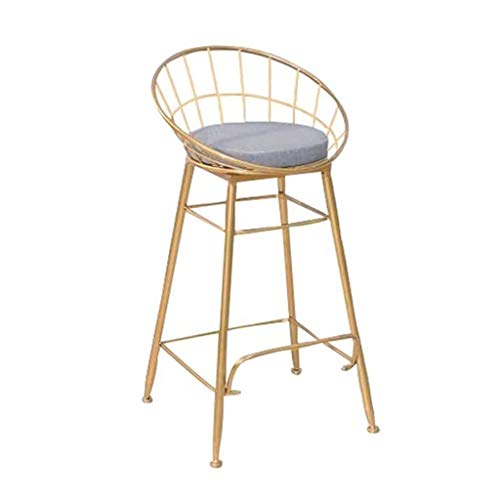 SDFGH Bar Stool chairs High Chair Simple Wrought Iron Bar Chair Gold Stool Dining Chair Nordic Pub Accessories Leisure