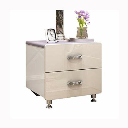 N/A Simple Bedside Table White Painted Bedside Table, Locker Bedroom Assembly Simple Two-drawer Small Locker