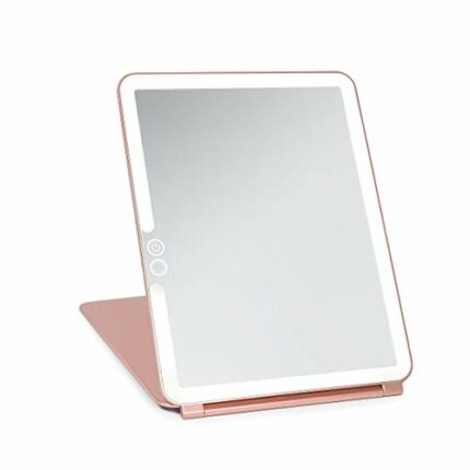 LUNA London Eclipse LED Lighted Travel Vanity Makeup Mirror | 3 Colour Light, Compact, Portable, Lighted, Rechargeable, Illuminated Mirror | Perf
