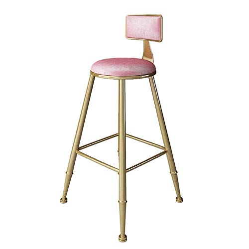AANAN Stools,Stool,Bar Stools Dining Chairs Pub Bar Height Barstool, Modern Contemporary Dining Caf Bar Stool Chairs with Pink Seat and Backrest,