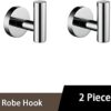 RAKUTE Towel Bar Shining Mirror Bathroom Hardware Set, Round Towel Bar Toilet Paper Holder, Towel Ring Robe Hook Stainless Steel Towel Rack Towel