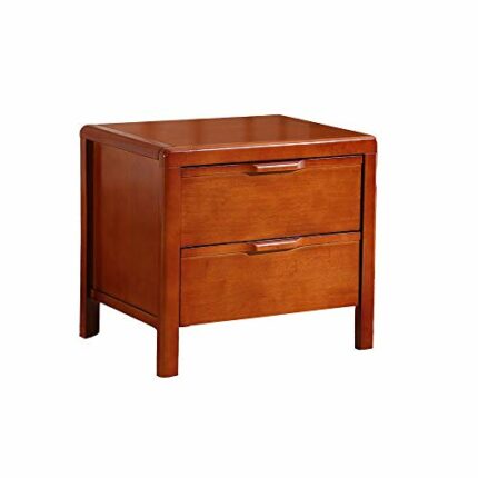 N/A Solid Wood Bedside Table Simple Environmental Protection Bedside Table，Double Drawer Bedroom Mini Bedside Table