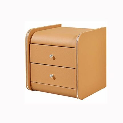 N/A Bedside Table Bedroom Storage European Style Leather Bedside Cabinet for Bedroom Double Drawer Bedside Table