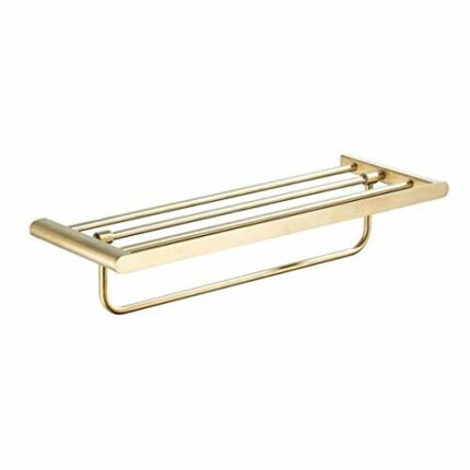 N/A Bath Towel Rack, Bathroom Shelves, Foldable Wall Mounted Double Towel Holder with Towel Bar for Hotel,Home,Bathroom