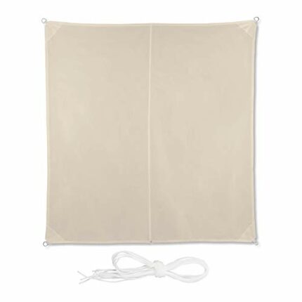 Relaxdays Shade Sail, Square, Water-Repellent, UV-Protection with Tethers, Balcony Canopy, Wxd 3 x 3 m, Beige