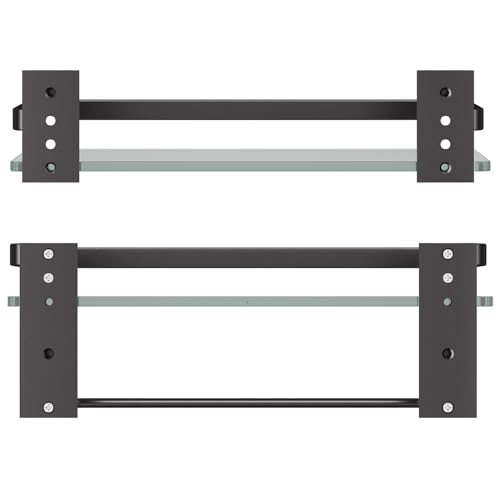 Danpoo Bathroom Shelves Wall Mounted, Tempered Glass Bathroom Shelf with Towel Bar(2 Tier, Matte Black)