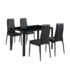 DINGZZ Dining Table Set 5 Piece Tempered Glass Table and 4pcs Faux Leather Dinning Chairs