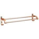 -Shelf,Towel Rack Double Towel Rail, 23.6In/60Cm Wall Mounted Towel Bar,Space Aluminum Towel Rack Holder with Double Hooks Gold