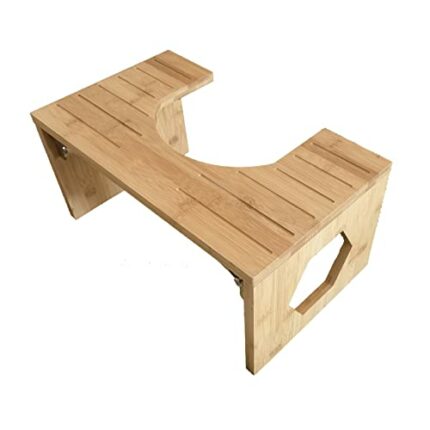 Bamboo Toilet Stool, Foldable Potty Stool for Bathroom, Squatting Step Footstool, Durable Stepping Wooden Poop Stool for Toilet Squat Position