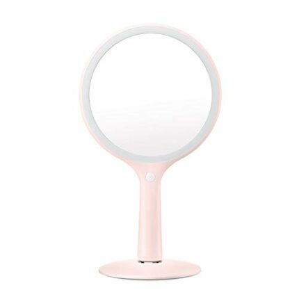QUANJJ Dressing Makeup Portable Double-Sided Portable Desktop Handle LED with Light Fill Light to Send Girls